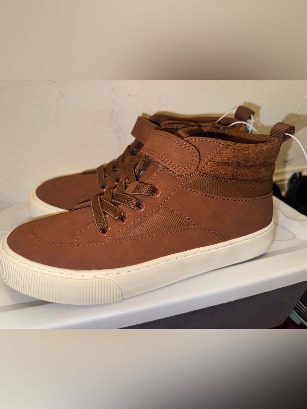 Kids Brown High-Top Sneakers - Picture 1 of 2